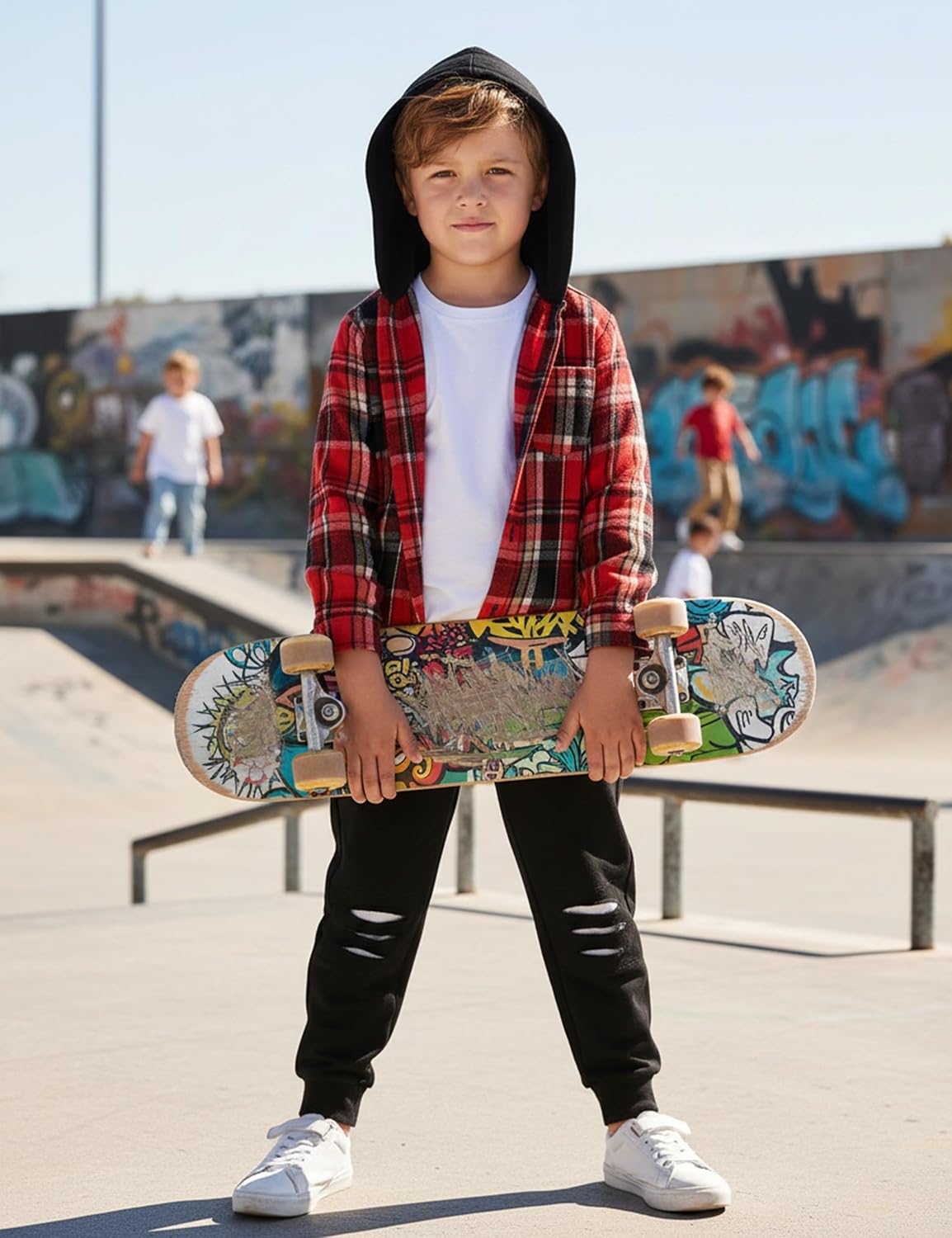 3pcs Toddler Boy Clothes Long-Sleeve T-Shirt Flannel Plaid Hoodie Pants Boy Fall Outfits
