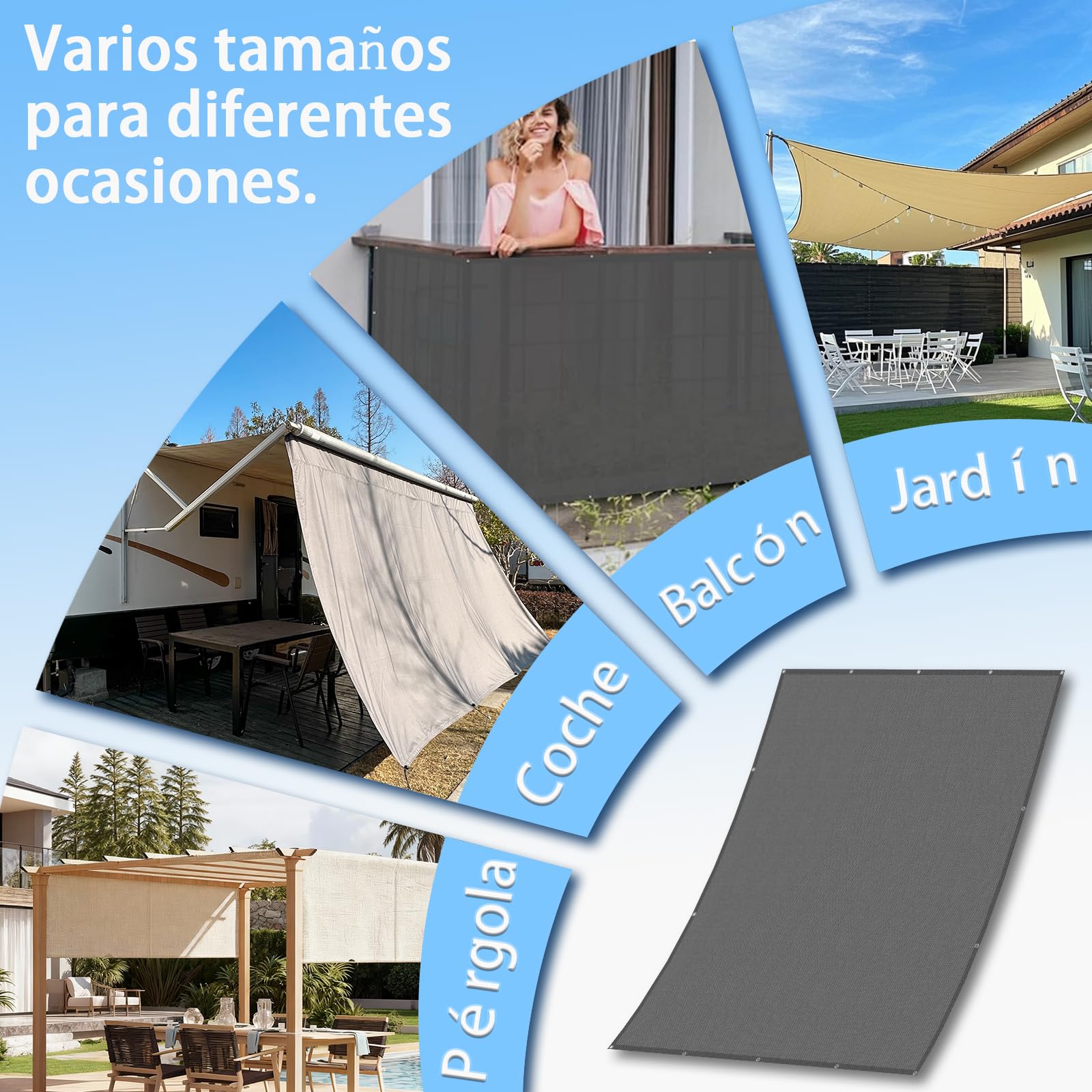 Sunnylaxx Toldo Vela de Sombra 2.5x3m -Antracita,Toldo Exterior Terraza, Impermeable,Ant-UV, para Balcon Patio Exteriores Jardín con Ojales y Cuerdas Fijación