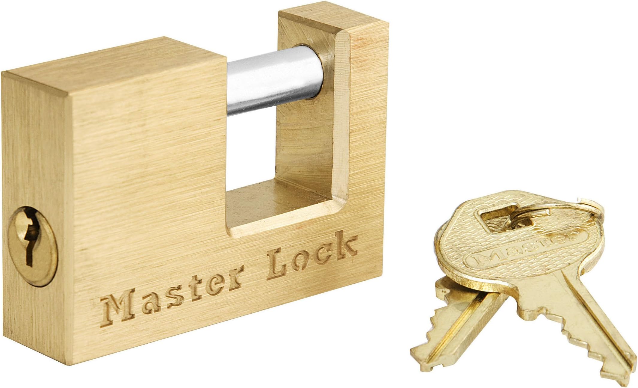 Master Lock 605DAT Shackle 15/16" Length x 7/16" Inner Width, 2" Body Width, Solid Brass Coupler Lock
