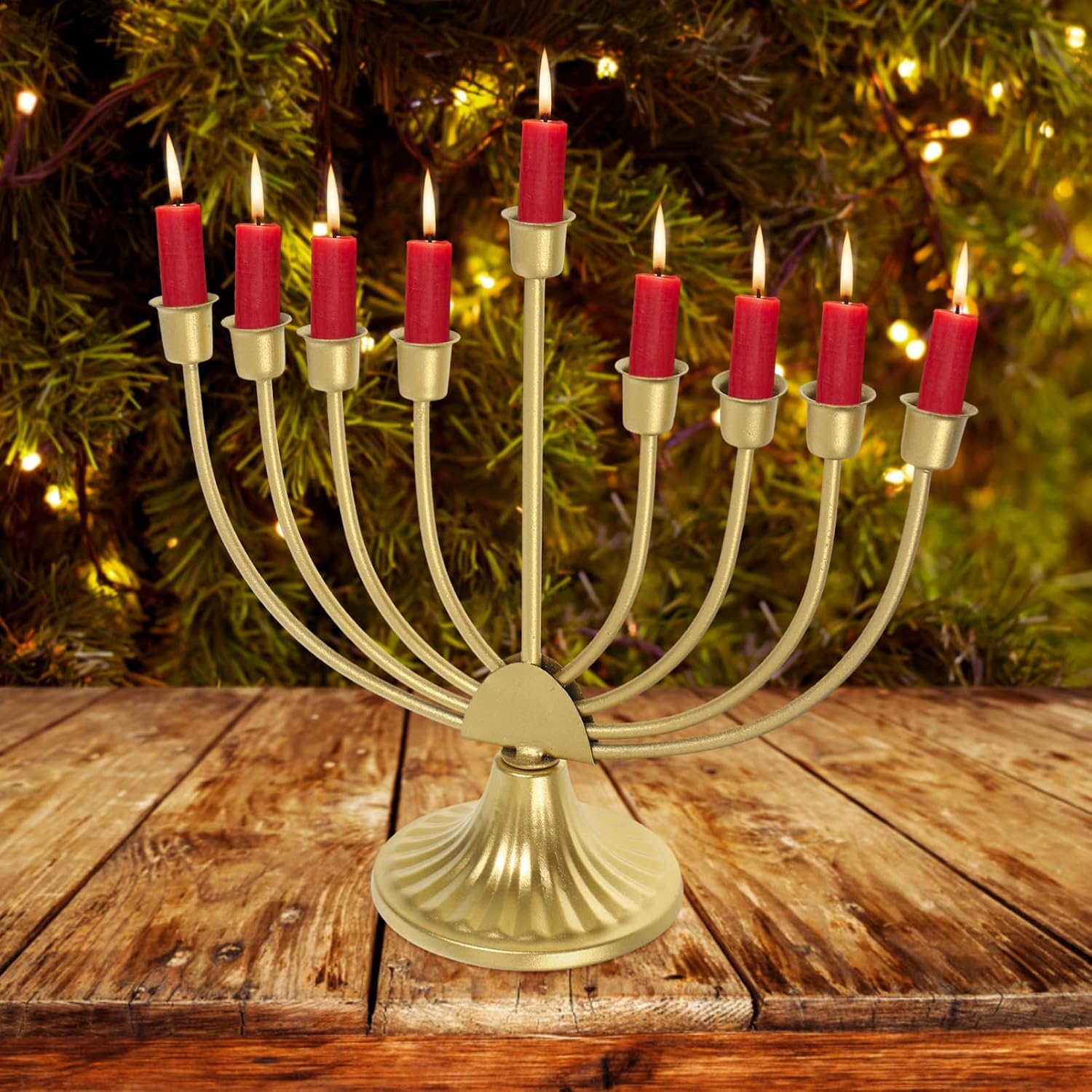 Luxshiny Hanukkah Menorah Multi-Head Candle Holder Elegant Metal Candelabrum for Home Parties and Celebrations Decorative Centerpiece for Jewish Festivals and Special Occasions