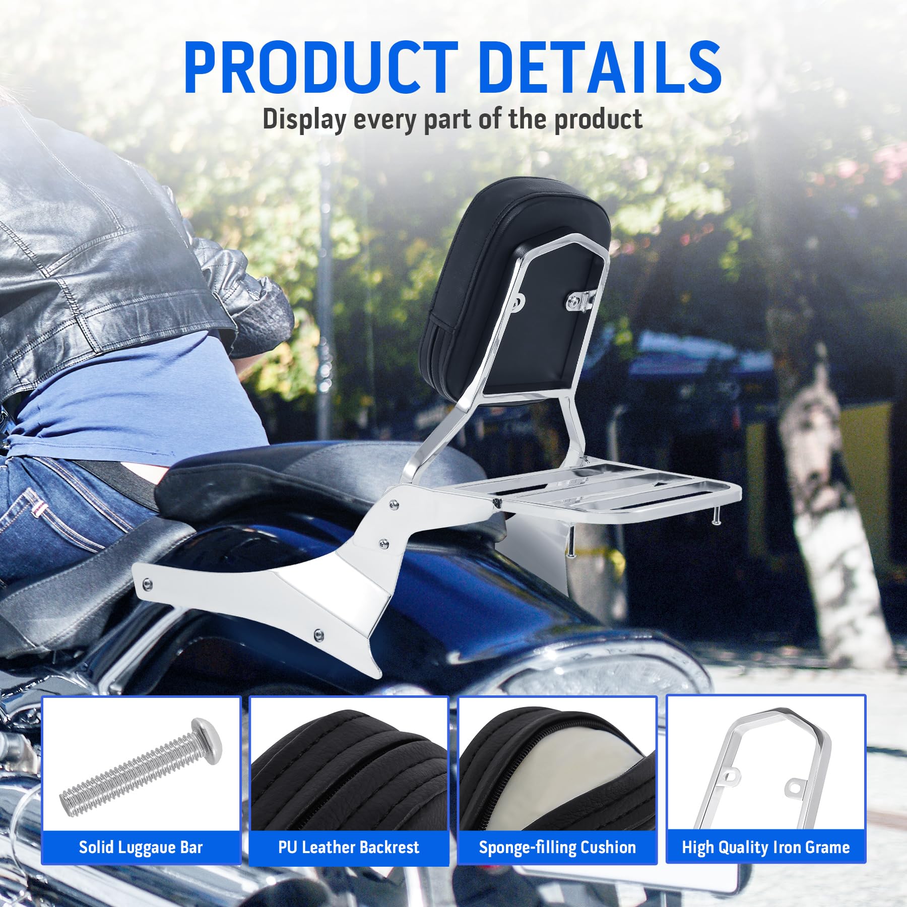 Sissy Bar Schienale Portapacchi Cuscino per Suzuki Boulevard C50 2005-2011