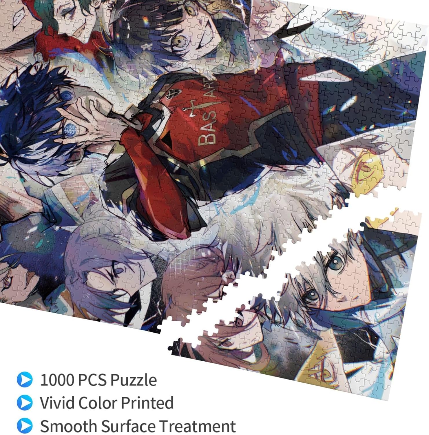 Anime Jigsaw Blue Pr Puzzles for Adults 1000 Pieces Wooden Collage Puzzle 29.5x20 in (Blue 1)
