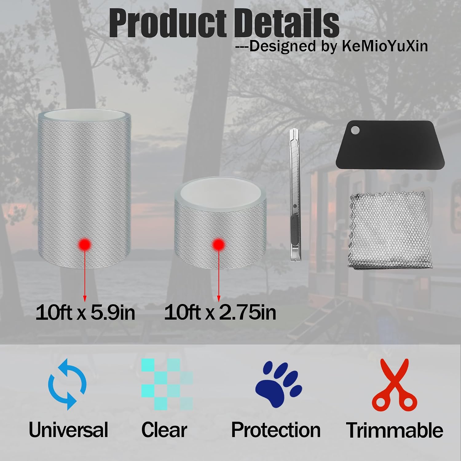 2 Rolls Universal Car Door Protector - Car Door Edge Guards Door Sill Protector Film from Dog Scratching, Dirty Shoes Kicked, with Installation Tool(10ft x 5.9in,10ft x 2.75in, Transparent)