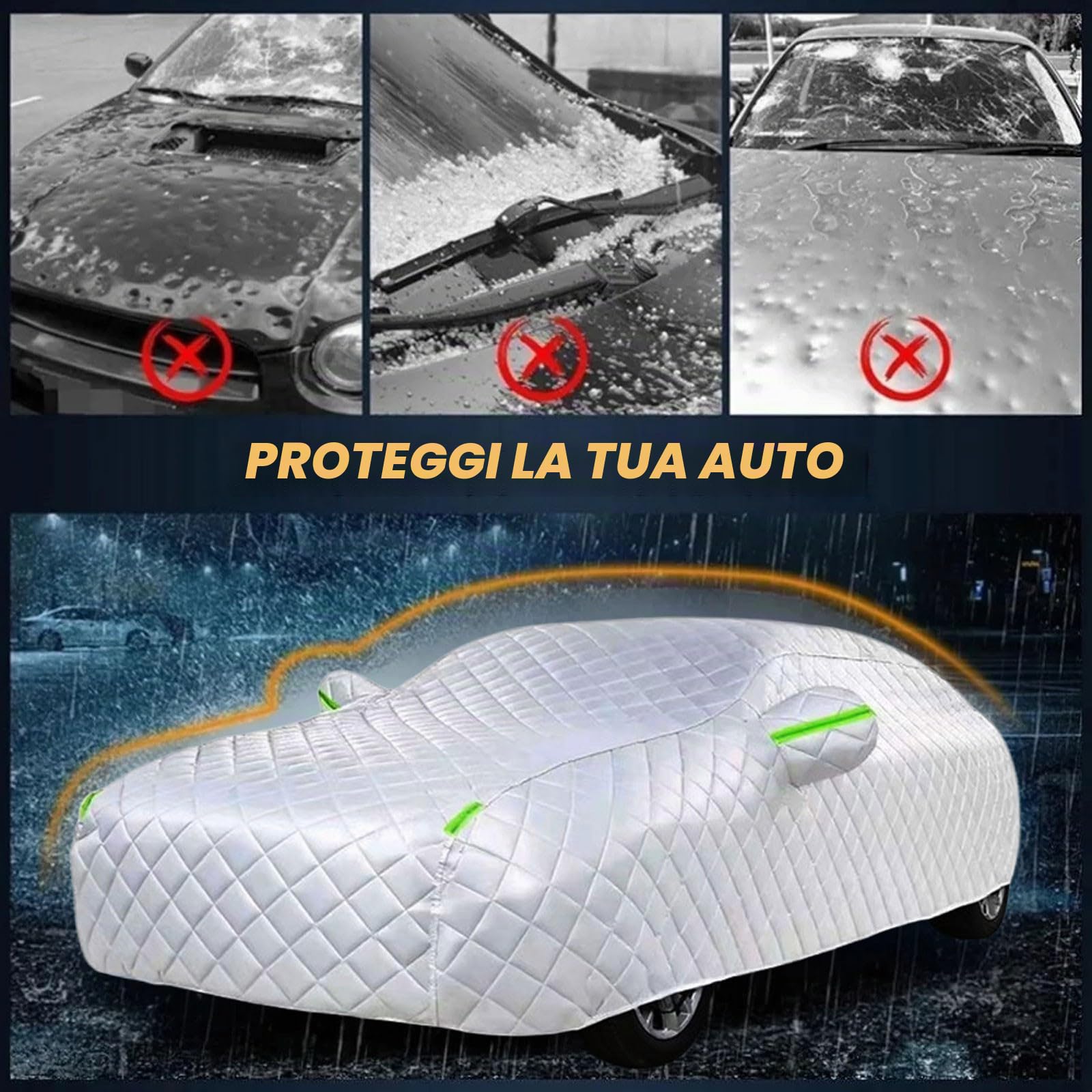 Telo Antigrandine Auto per For-d Fiesta (2013-2024) Copertura Antigrandine Esterno – Telo Copriauto Invernale Pesante, Tutte le Stagioni Impermeabile Anti-UV Anti-Neve Anti-Gelo