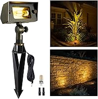 Vista 1 de Gardenreet Luz de inundación de latón macizo – Luz LED de lavado de pared de bajo voltaje para paisaje, 12 V, resistente al agua cableada al aire