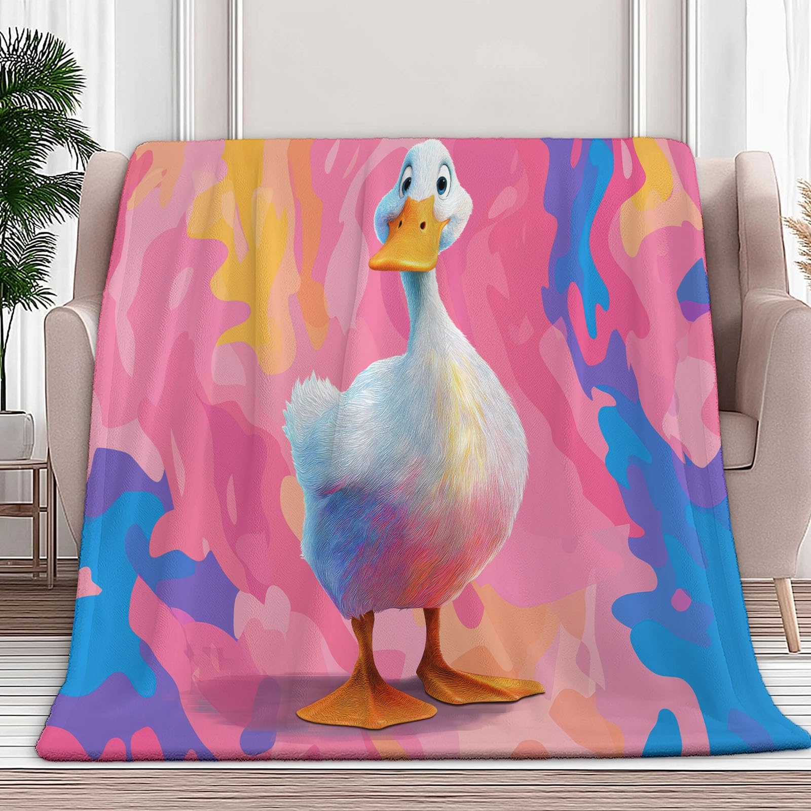 Couverture polaire canard imprimé 3D pour des soirées cocooning chaleureuses au salon
