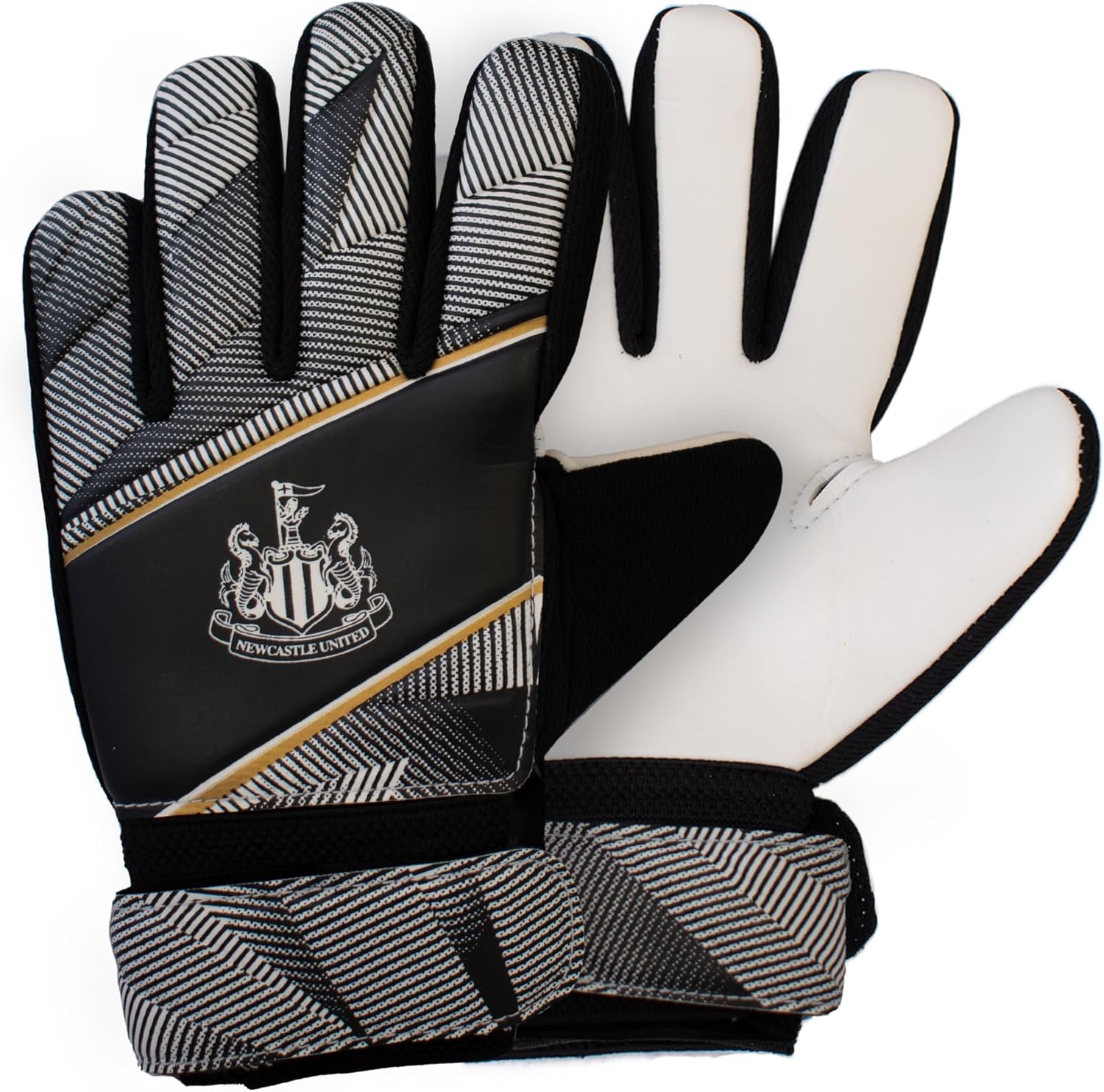 Newcastle gloves: Hy-Pro ly Licensed FC Goalkeeper Gloves - Junior, Fuse Design, Goalie, with Strong Palm Girp for High…