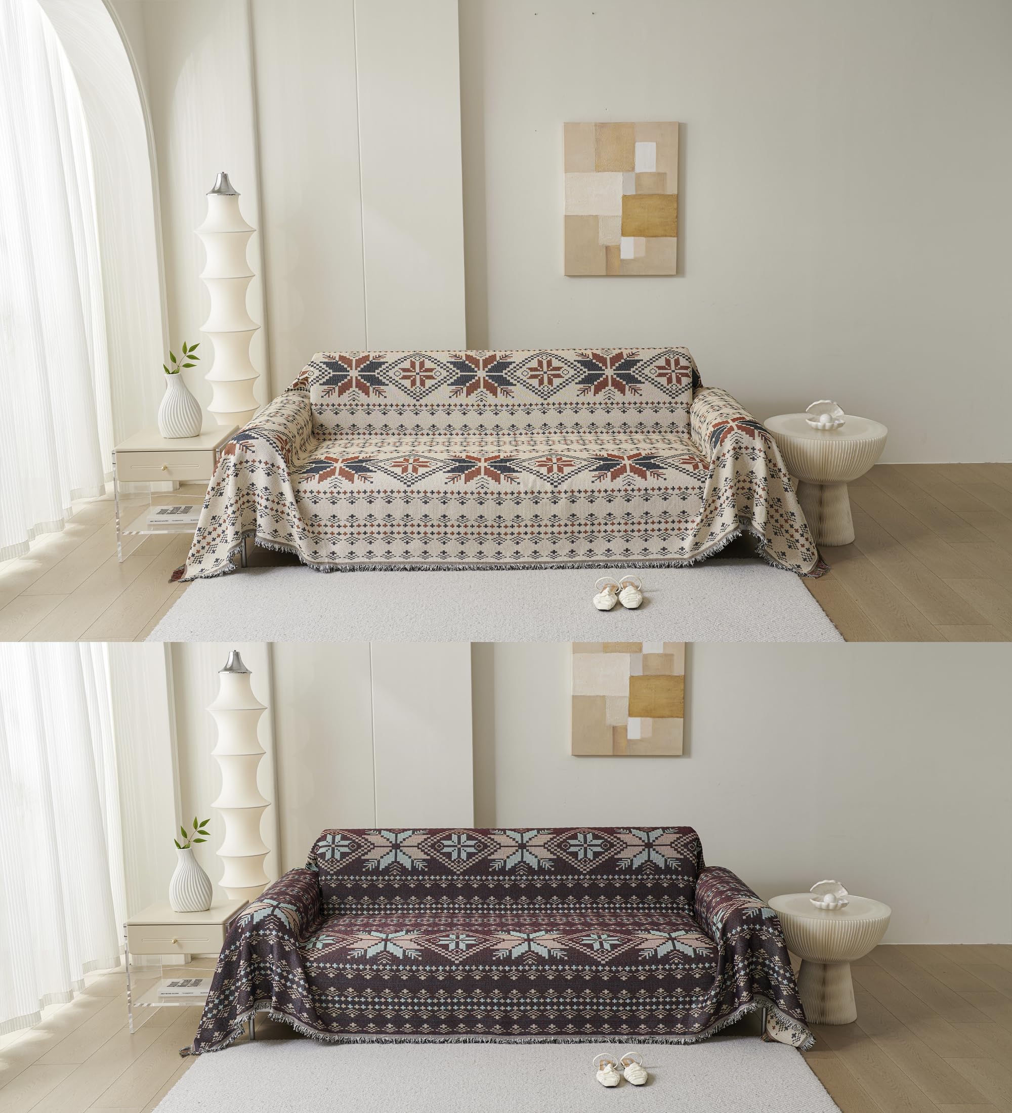 Couvre canape 3 places reversible lavable pour rajeunir un salon abime