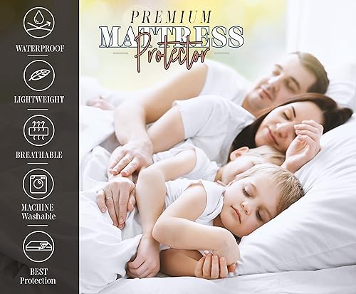 Miniatura 6 de Elegant Comfort Protector de colchón de algodón de rizo de alta calidad con tela 100% resistente al agua, funda de colchón ultra suave para