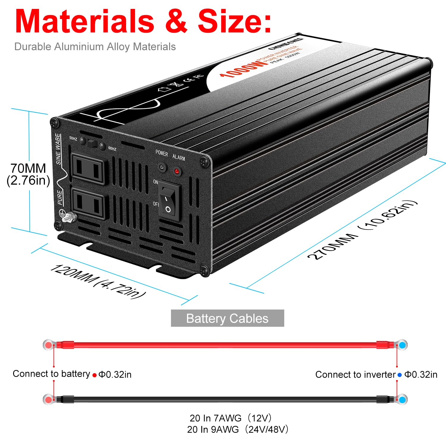 Amazon.co.jp: Xijia インバーター 1000W 純正弦波 DC12V→AC100V 変換