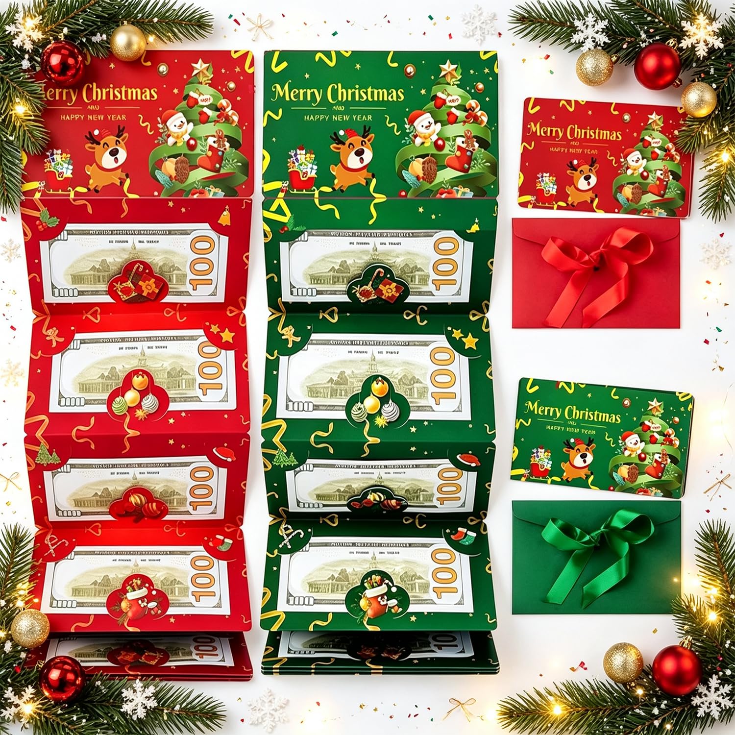 Christmas Money Envelopes for Cash 6 Slots, Christmas Cash Envelopes