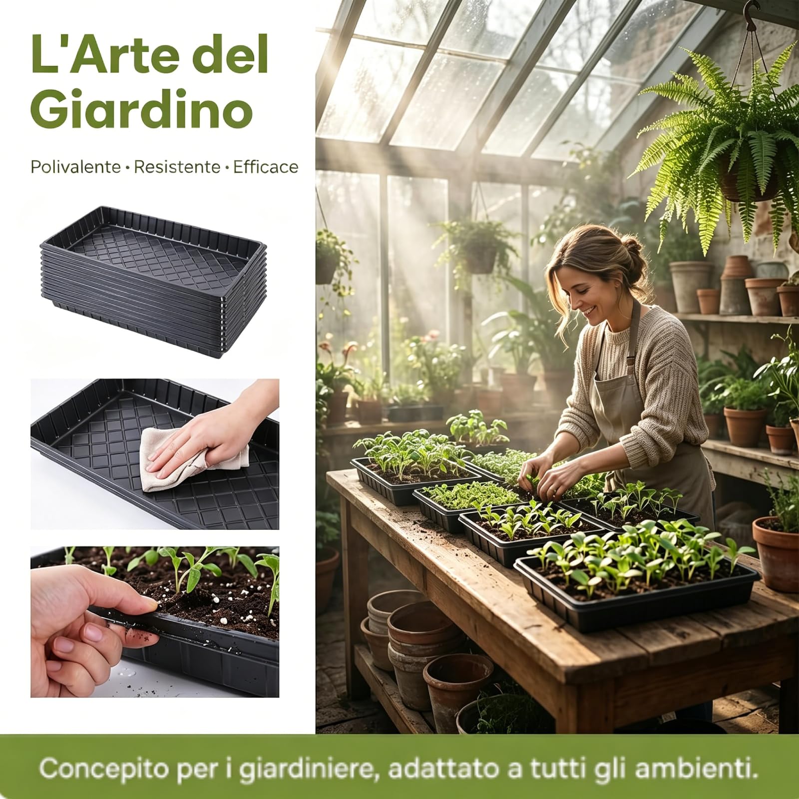 Sharplace 10 Pezzi vassoi per Piantine, Vasetti per Piantine, Semenzaio Germinazione, Vaso per Coltivazione di Piante Facile da Usare, Vassoio per Piantagione per Patio, 54 x 28 Cm, Senza Foro