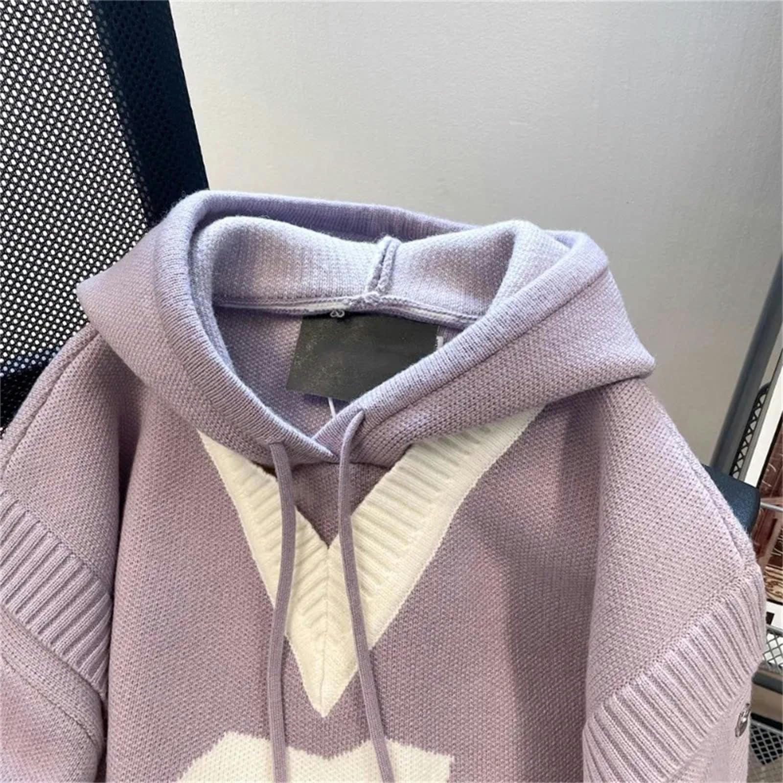 Felpe Donna Donne Spring Autunno Sottile con Cappuccio A Maniche Lunghe con Cappuccio A Maniche Lunghe Finti A Due Pezzi Colore A Contrasto con La Felpa A Maglia