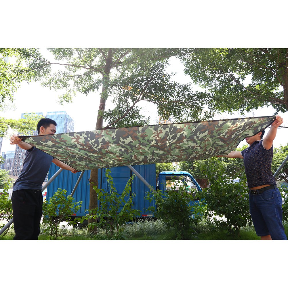 Tarp da Campeggio Camouflage Tappetino da Picnic Portatile Impronta di Tenda Multifunzionale con Borsa per Escursionismo Picnic All'aperto(2 * 2M)