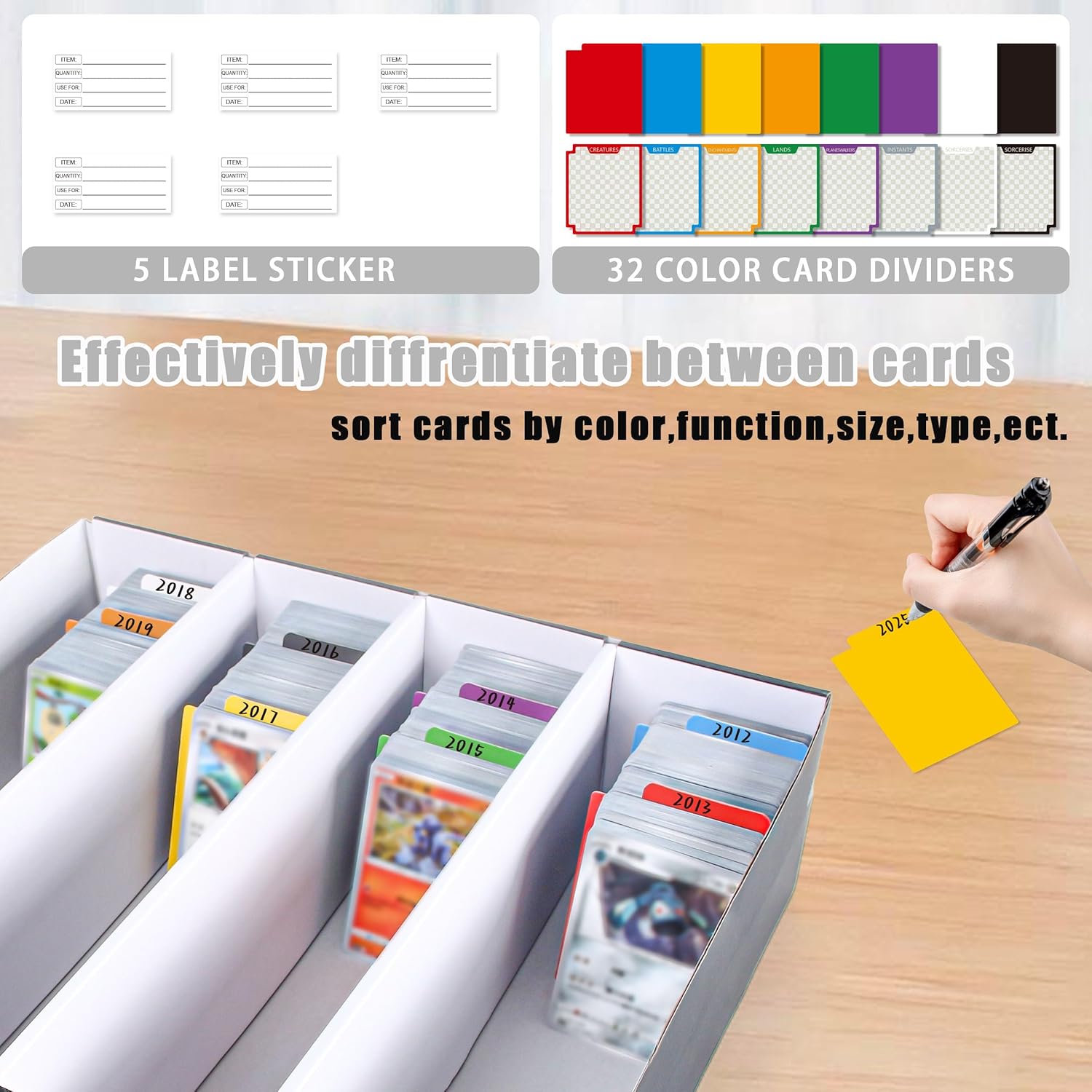 4 Pack Black Corrugated-Cardboard Bulk Trading-Card-Storage Box 3120 Count Collector Card & Sorting Tray Cases with Dividers & Labels for TCG/Magic/Mtg/Baseball/Game,Assemby Required