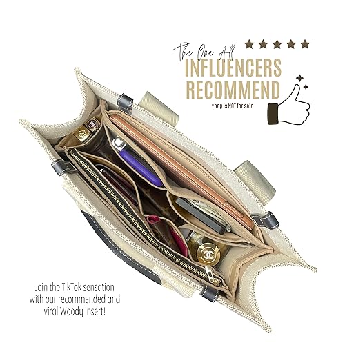 Miniatura 8 de Chloe Woody Tote Insert, Premium Nylon Chloe Woody Tote Bag Organizer Insert, Chloe Medium Woody Tote Bag Insert (For Large Woody, Beige)