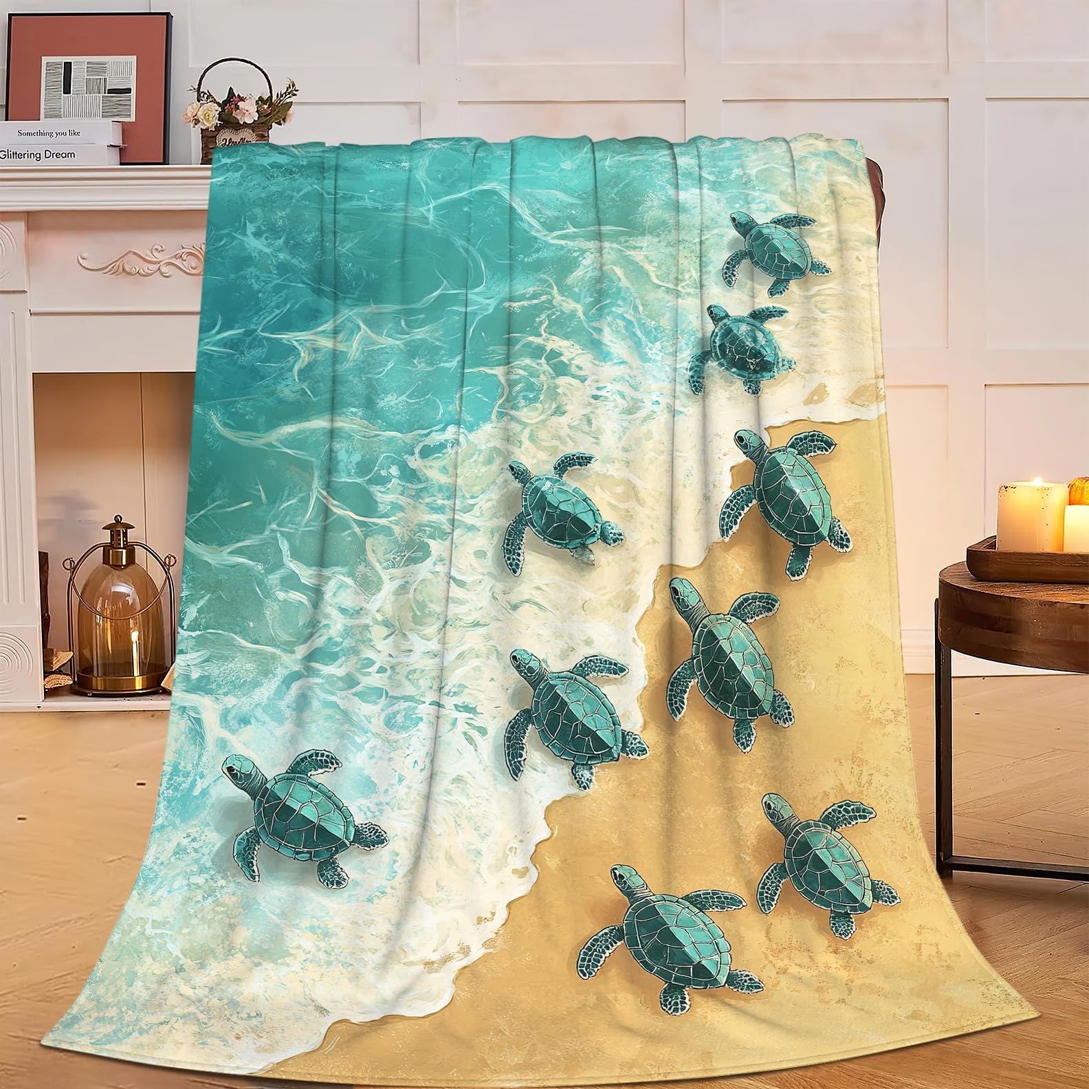 Sea Turtle Sao Tome and Principe Beach Blanket Ocean Tide and Tropical Palm TS04 main image 0