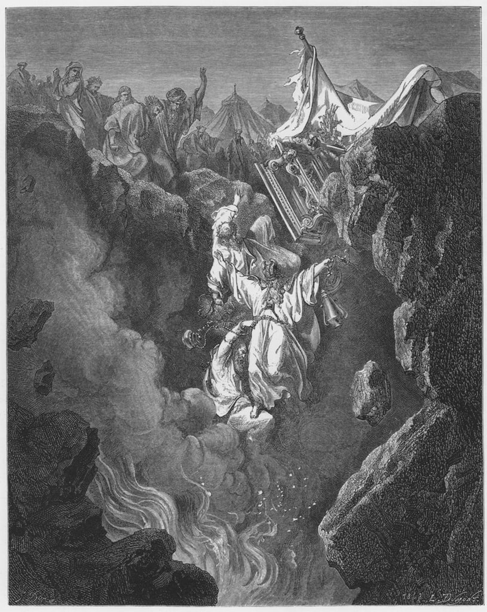 SERENDIPITP Vintage Picture Print on Canvas Wall Art Poster Bible Death of Korah Dathan and Abiram by Gustave Dore Artwork Print Poster for Wall Decor 60x90cm