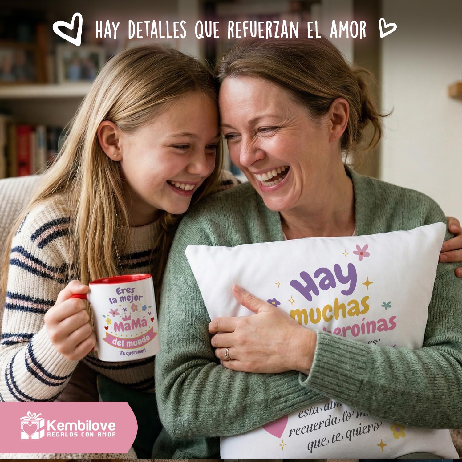 Kembilove® Pack Regalo Mamá – Kit con Taza, Cojín y Bolsa – Regalo Original para Madre Cumpleaños Día de la Madre – Caja Regalo con Tarjeta — view 7
