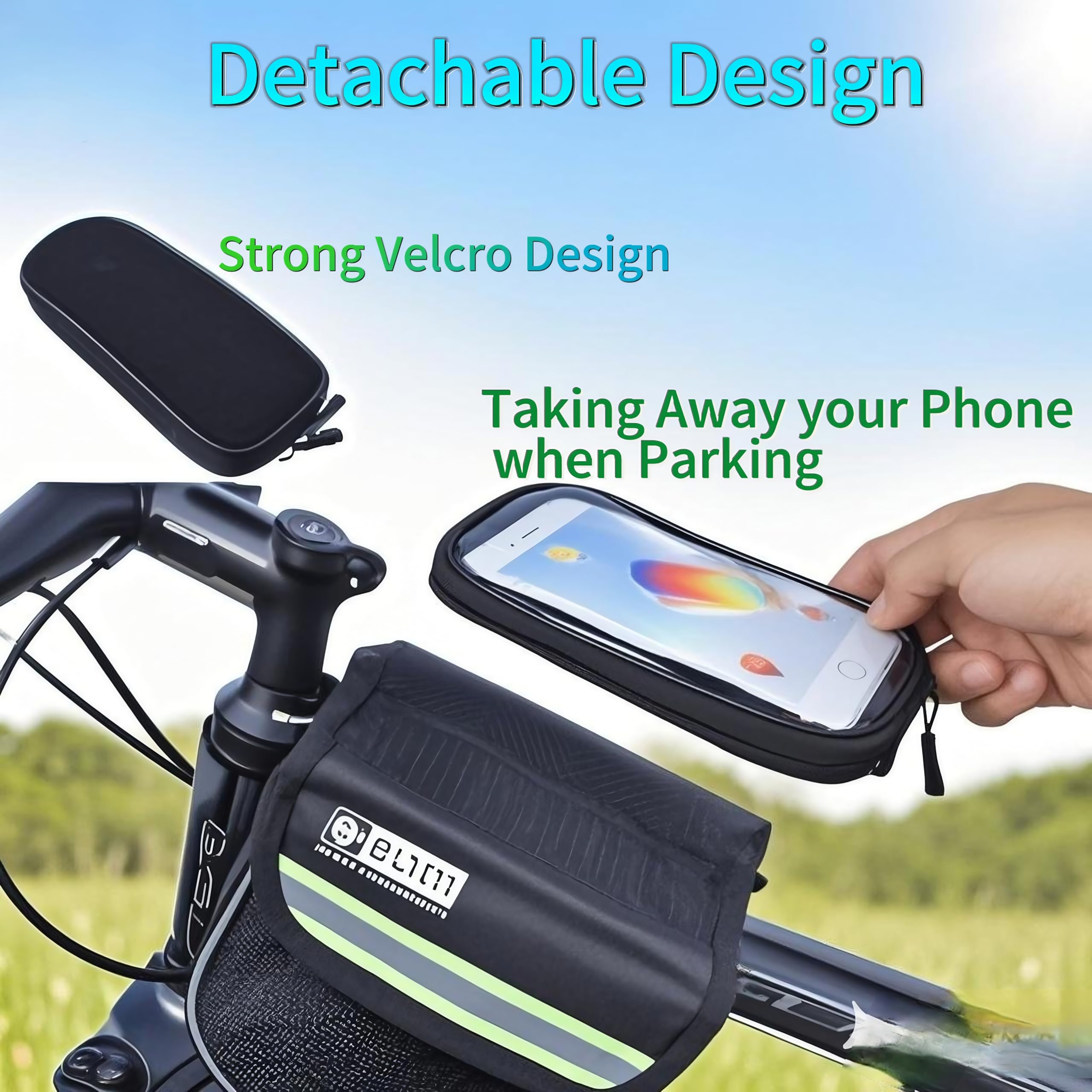 Kriopy Bike/Bicycle Phone Front Frame Bag, Bike Bag,Phone Touchscreen Bicycle bag,Waterproof, Top Tube Bag,Cycling Pouch, Mountain Biking/Road Cycling Accessories for Phone storage under 5.7” (Green)