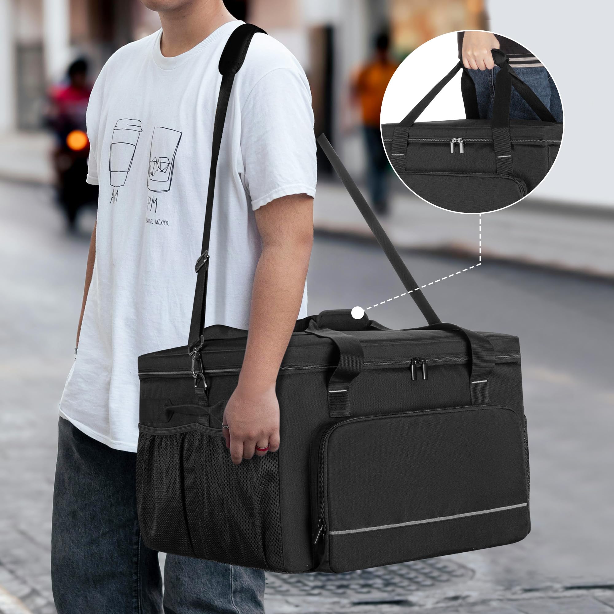 Yarwo Custodia Trasporto per Stampante Compatibile con HP OfficeJet Pro/DeskJet/Smart-Tank/Epson EcoTank, Borsa Rimboccata con Base Rigida & Divisori per Inchiostro, Carta & Articoli da Ufficio