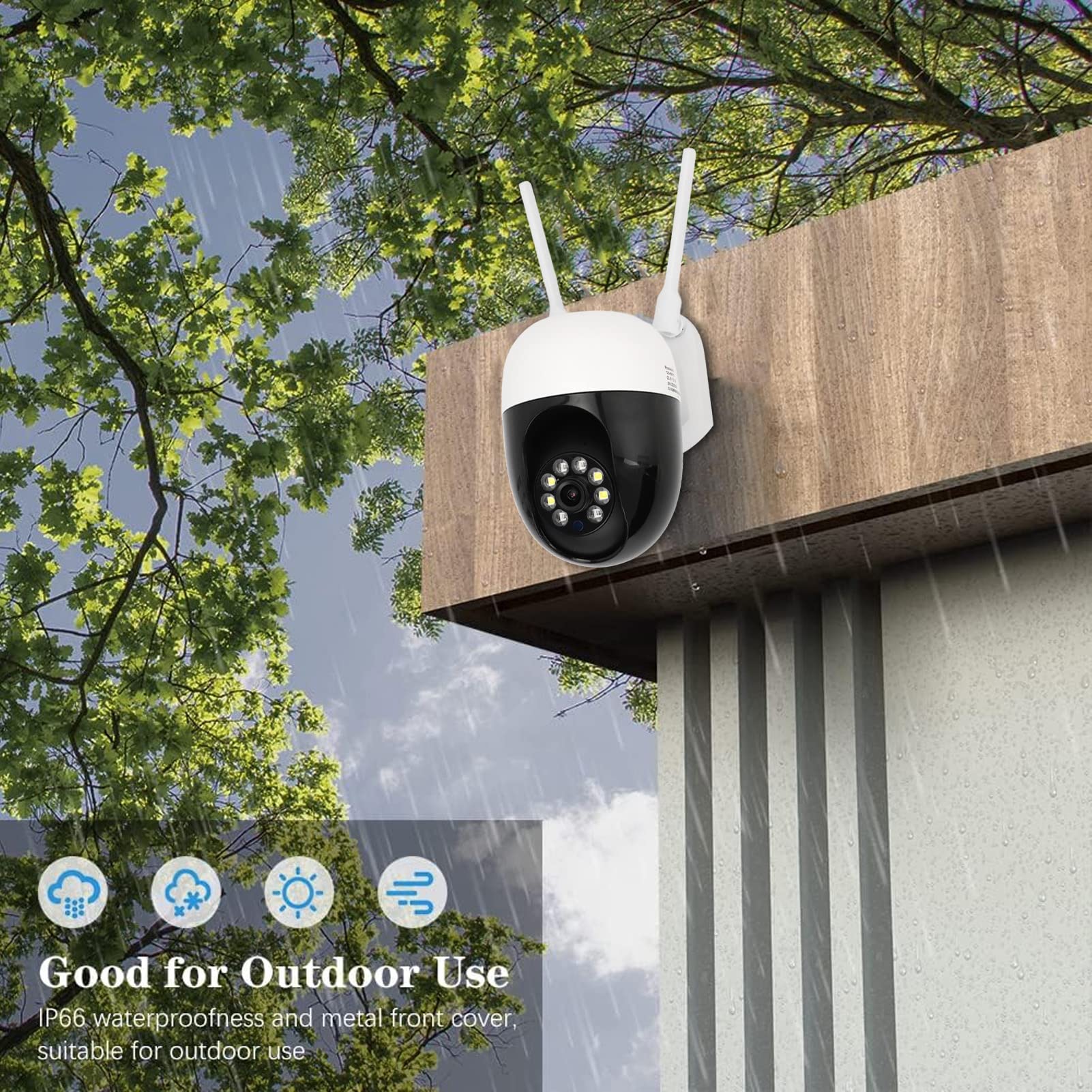 Telecamera Di Sicurezza WiFi 1080P Per Interni/Esterni – Visione Notturna, Audio Bidirezionale, Batteria Ricaricabile, Supporto SD 128GB