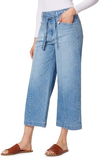 Angels Forever Young Womens Everflex Classic Belted Wide High-Rise Crops Available in Plus Size