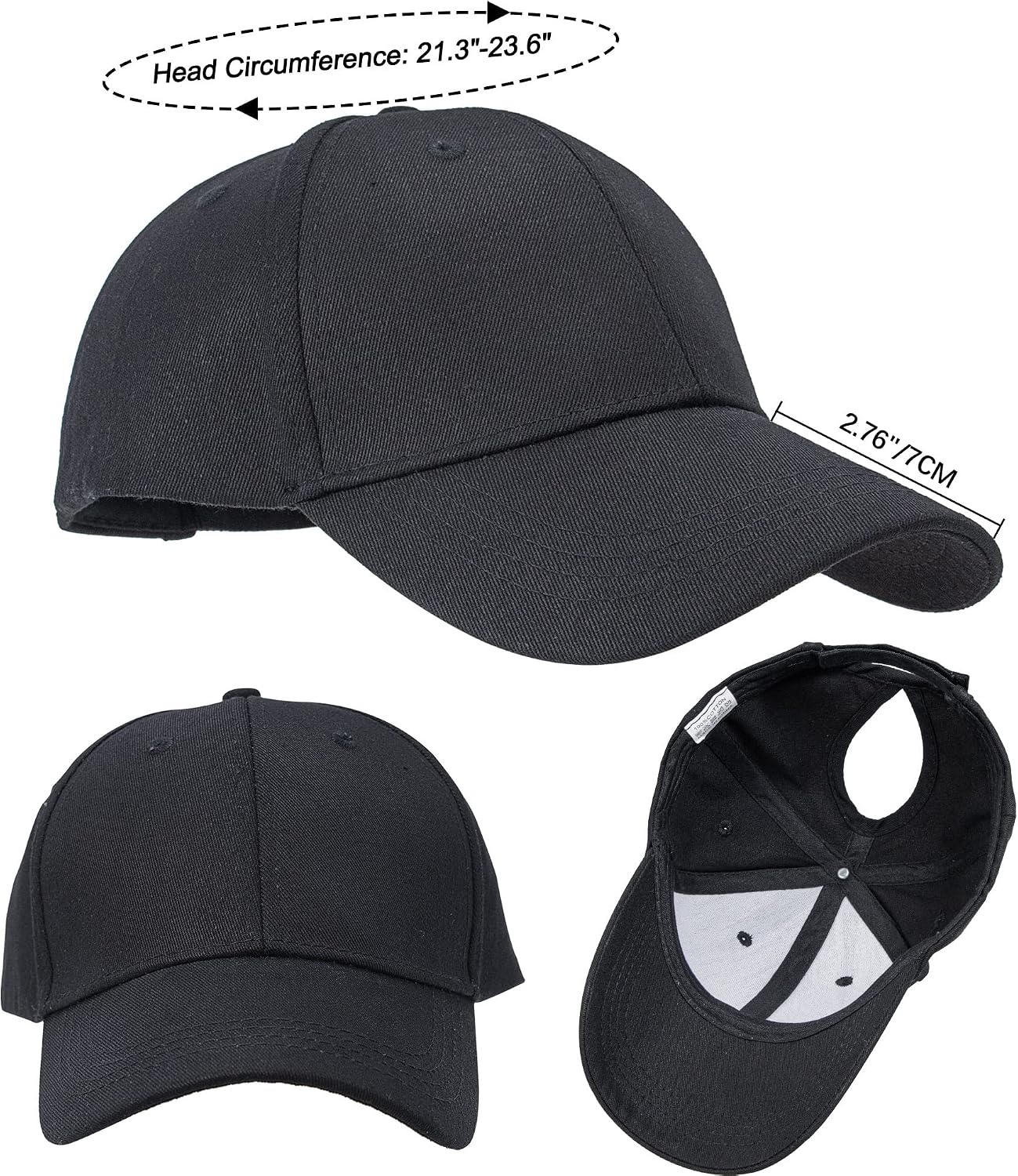High Ponytail Baseball Hat - Women Messy Bun Hat, Sun Protection Ponycaps Retro Cap