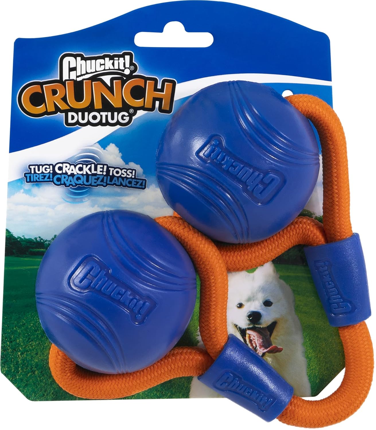 Chuckit Crunch Ball Dog Toy Medium Duo Tug for All Breed Sizes