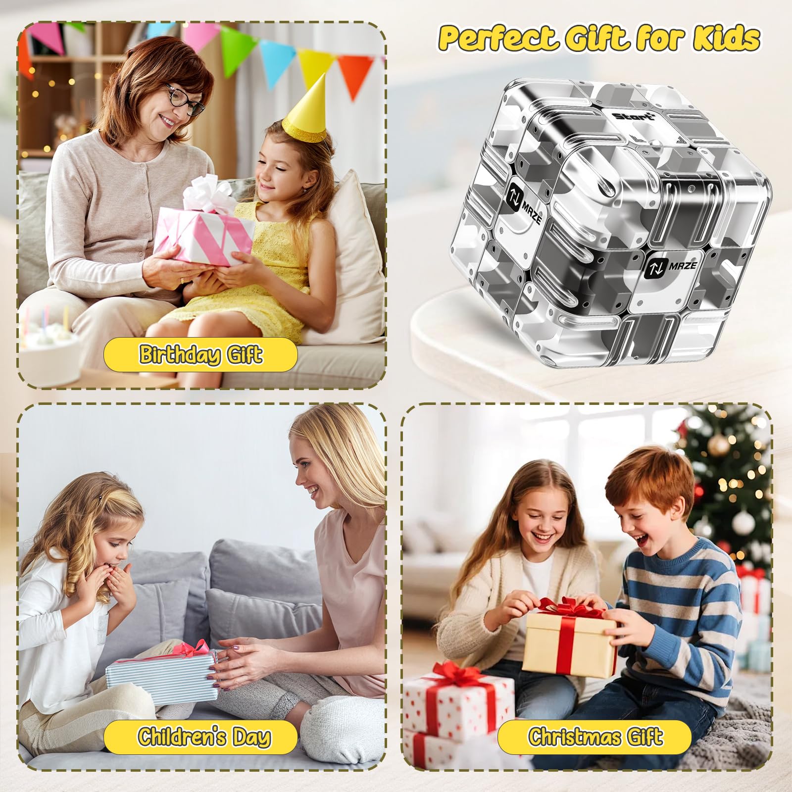 Cubo Laberinto 3d Grande con Bola, Cubo Laberinto 3d Transparente para El Pensamiento Lógico, El Alivio del Estrés & El Aprendizaje Sensorial, Laberinto Cubo 3d para Niños a Partir de 3 Años y Adultos