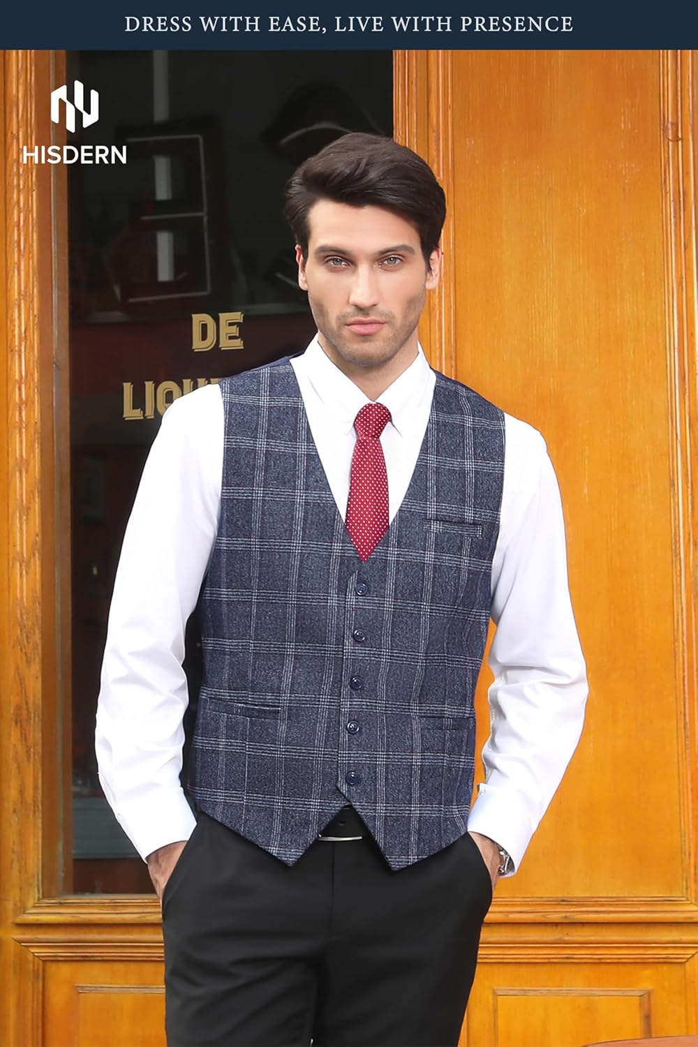 HISDERN Men’s Suit Vest Waistcoat with 3 Pockets Slim Fit for Business Formal Wedding Prom and Casual Tuxedo Wear - Image 3