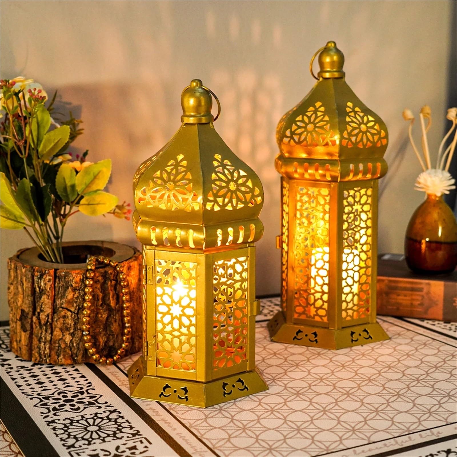 Lanterne a Candela Decorative 1 portavelas de Metal con Forma Farol, Elegante Hierro Forjado for el hogar, Ideal for Manualidades Mesa(L)