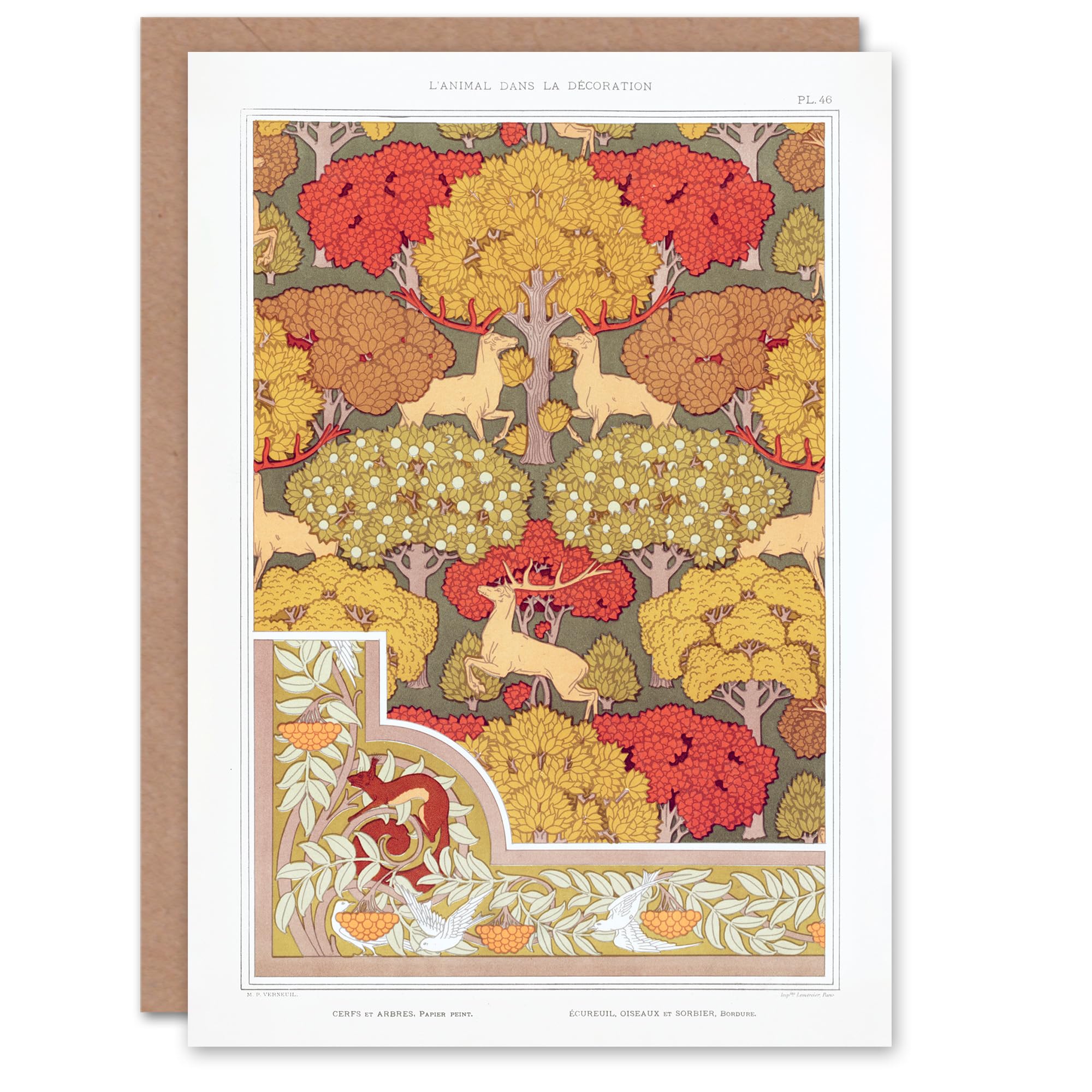 Artery8 Maurice Pillard Verneuil Art Card Stag Deer Trees Pattern
