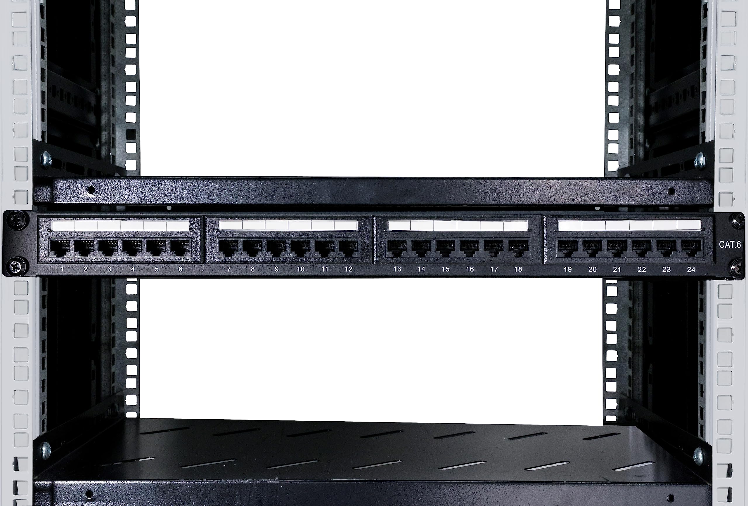 ETS 12 Port Cat6A Patch Panel - Feedthrough Keystone Network Panel With Cable Support
