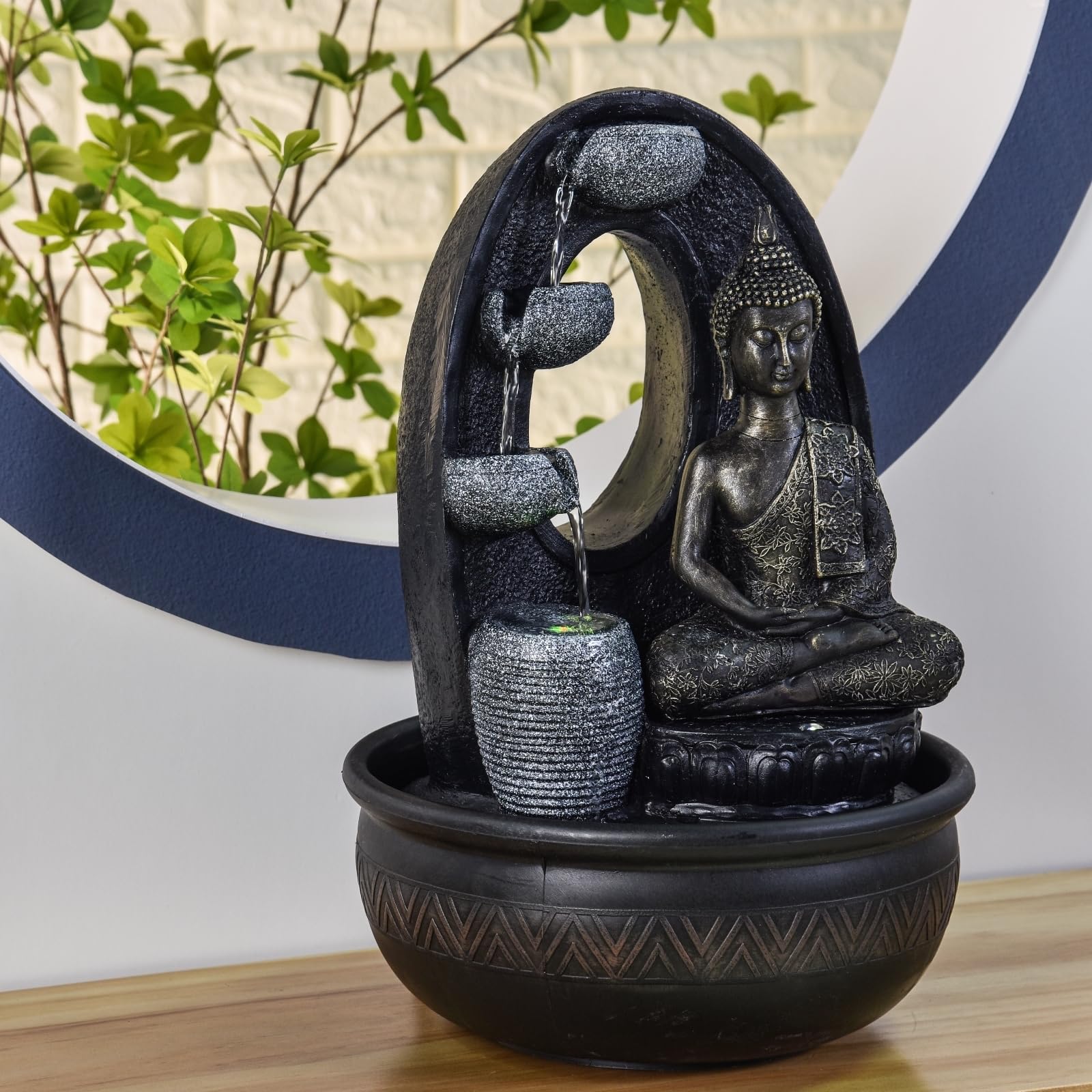 Zen'Light Harmonie fontanna z żywicy poliestrowej, czarna, 26 x 16 x 40 cm