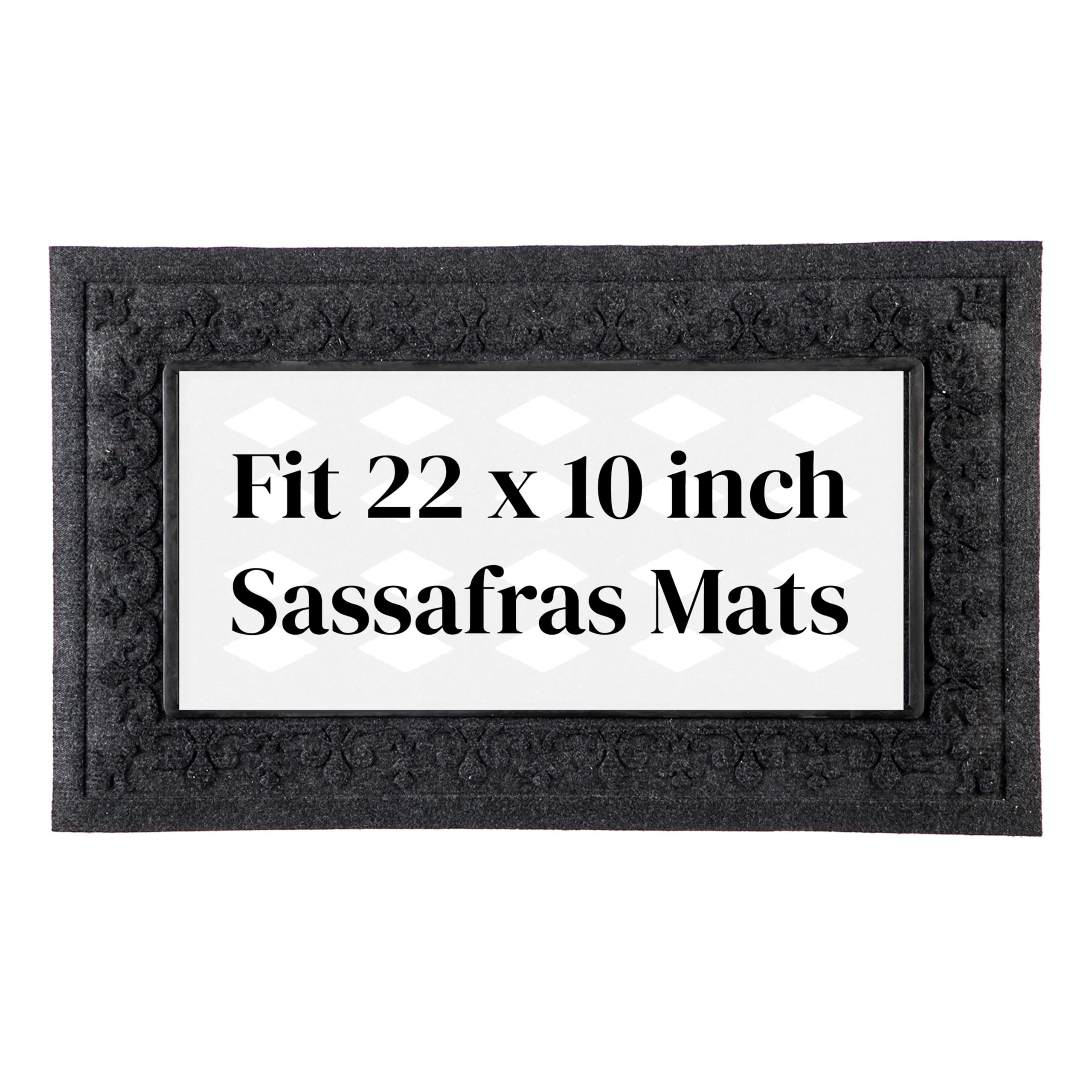 Evergreen Flag Sassafras Door Mat Tray, All-Weather Weatherproof Doormat for Indoor and Outdoor Entrance, Non-Slip Backing Entryway Front Door Mats (Fleur Scroll, 30 x 18 Inches)