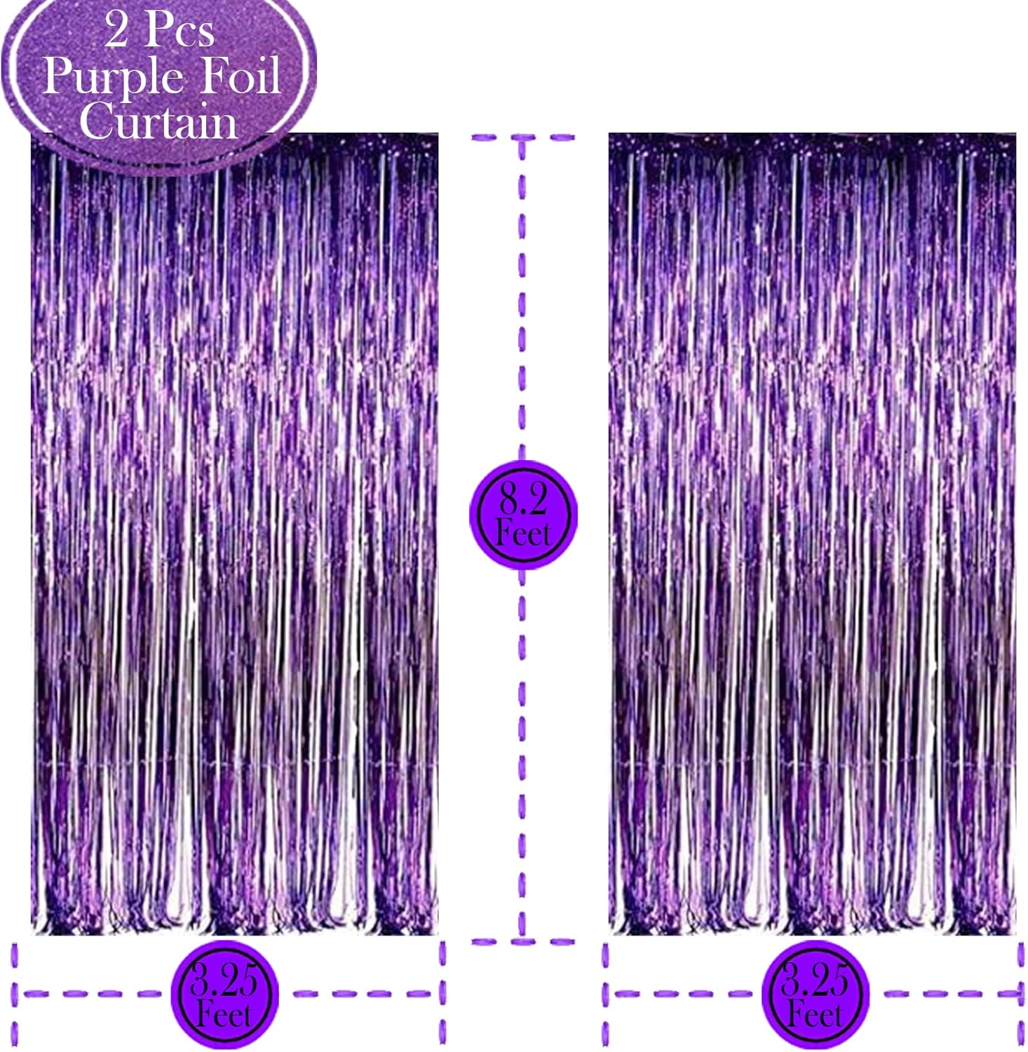 Purple and White Party Decorations Kit with Foil Curtain and Balloons