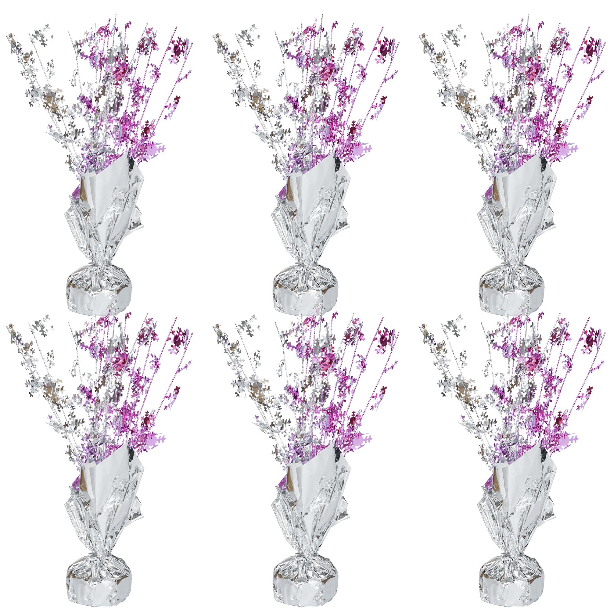 Gyufise 6 Pack Metallic Foil Spray Centerpiece Snowflake Table Decoration Burst Table Centerpieces Table Decor for Winter Wonderland Birthday Wedding Anniversary Holiday Party Supplies Pink Silver โ image 1