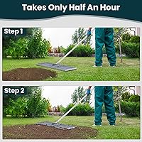 Vista 4 de Rastrillo de nivelación de césped 30x10 pulgadas, (Grado Profesional) Herramienta niveladora de césped con mango de acero inoxidable para céspedes