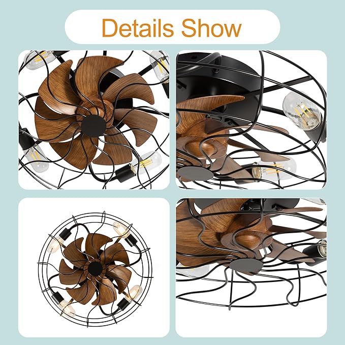 Ventilador de Techo 19 Pulgadas con Luz y Control Remoto, 6 miniatura 5