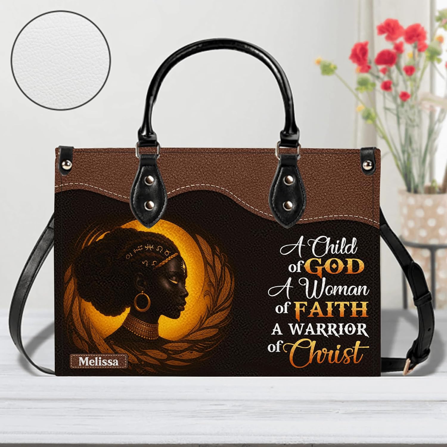 Personalized Leather Handbag for Black Women, Custom African Purse Bag Set, Birthday Christmas Gifts for Mom - Image 7