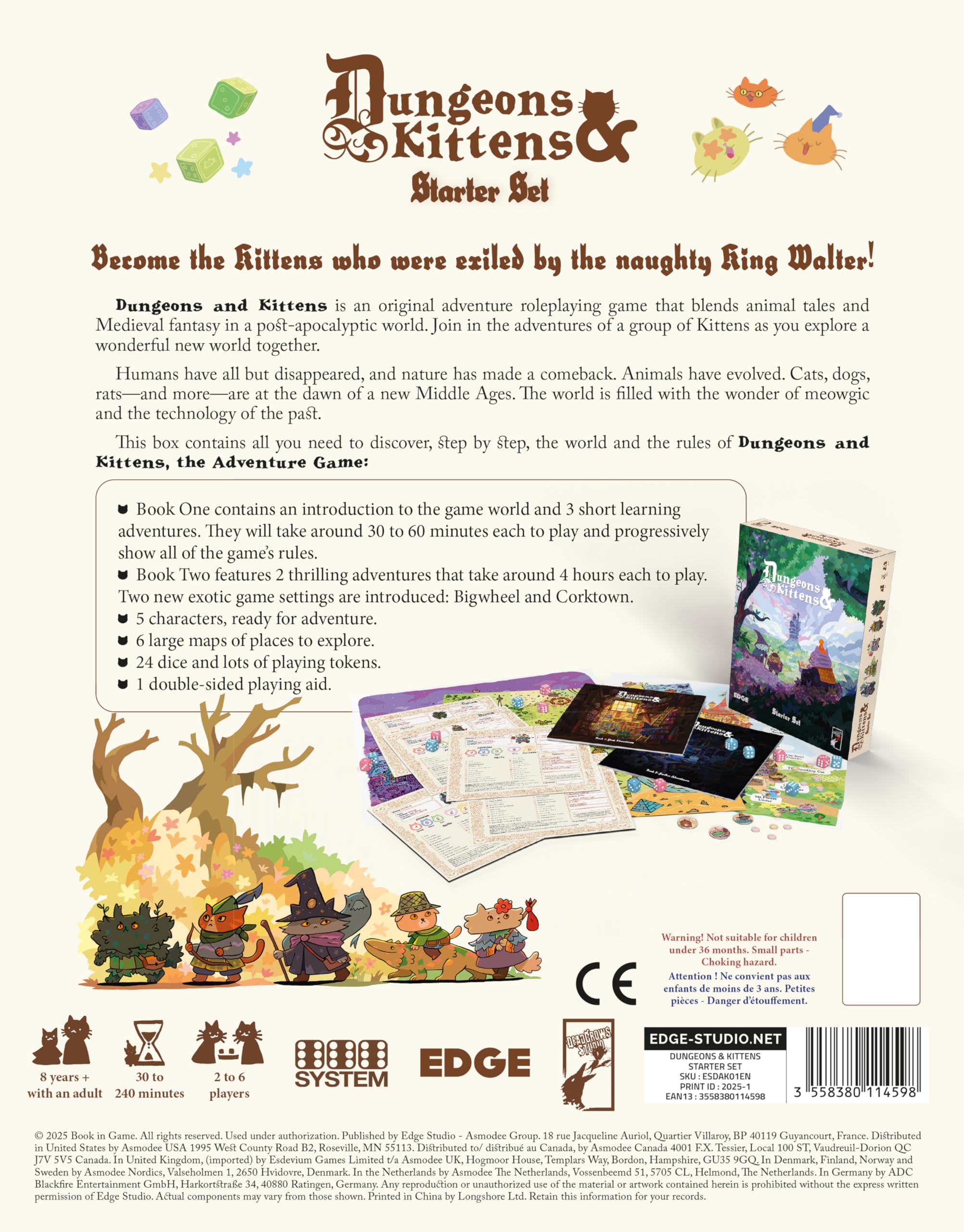 Asmodee Jeu de rôle Donjons et Chatons – Jeu de rôle Fantastique pour Animaux dans Un Monde médiéval Post-apocalyptique sain, Plaisir en Famille pour Enfants et Adultes, à partir de 8 Ans, 2 à 6