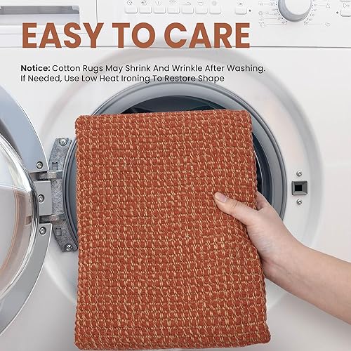 Vista 34 de EARTHALL - Tapete tejido lavable con parte trasera de goma, tapete trenzado de algodón antideslizante para interiores para entrada, pasillo, cocina