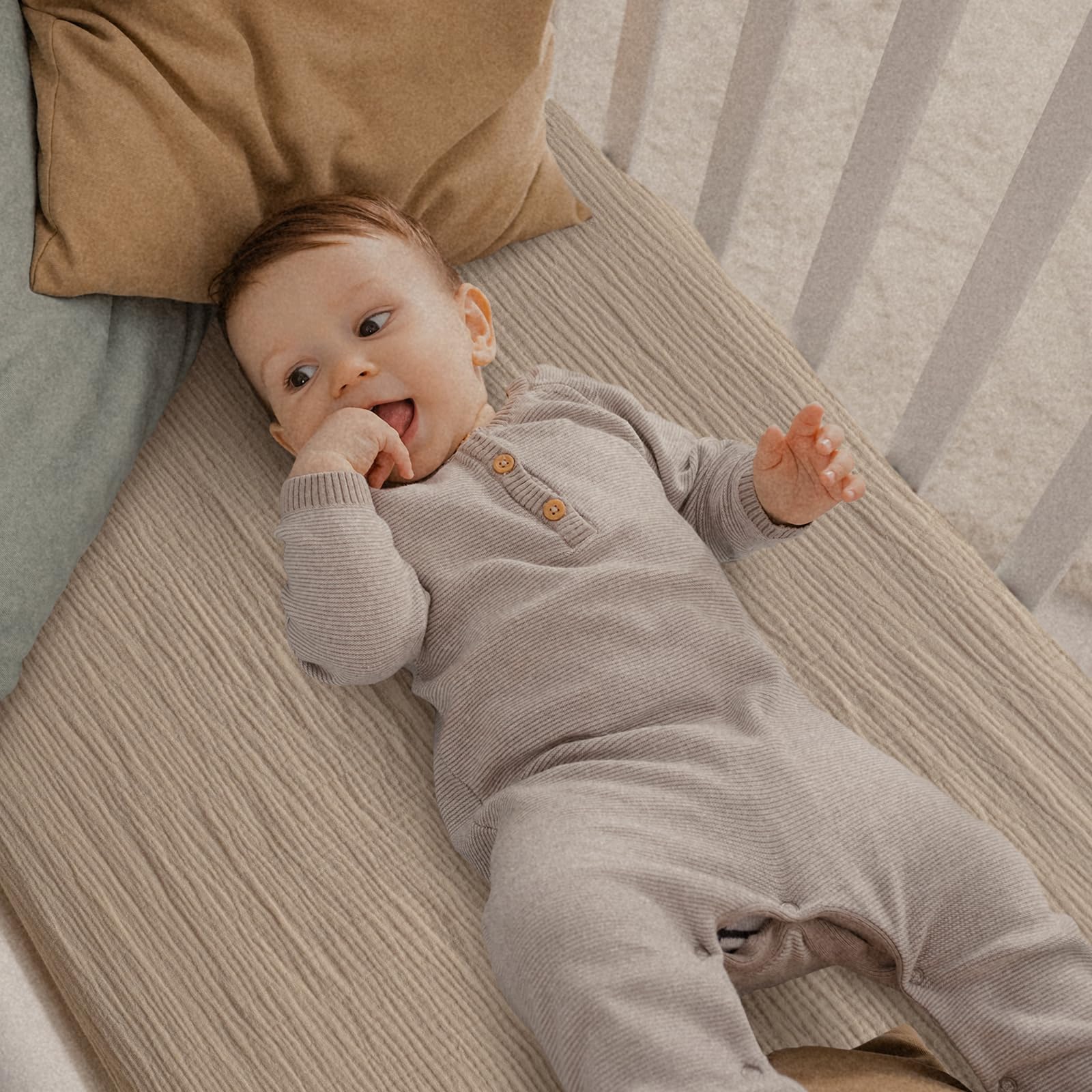 Gllquen Baby Confezione da 3 lenzuola in mussola per mini culla, traspiranti, con angoli, in cotone morbido e accogliente, per neonati e ragazze, con angoli universali, 96 x 66 cm (verde)