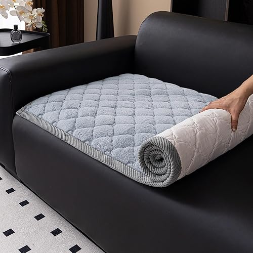 Miniatura 4 de Funda de sofá de piel sintética para perros, lavable, suave y gruesa para sofá de 3 cojines, apta para mascotas, funda antideslizante a cuadros para