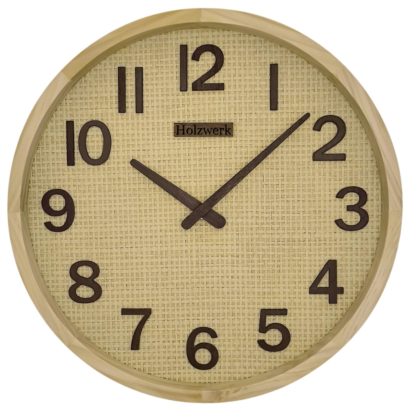 Holzwerk - Reloj de pared con radio de estilo boho de Bali, de ratán, madera natural, reloj de pared, reloj de madera, reloj de pared vintage, reloj controlado por radio, movimiento silencioso, sin