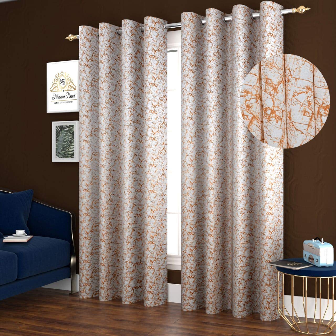 Nirwana decor® Haven Velvet Room Darkening Curtains, Curtains for Home, Velvet Curtains, Textured Curtain(Gold, 4 x 7)(Window Curtain,Door Curtain),
