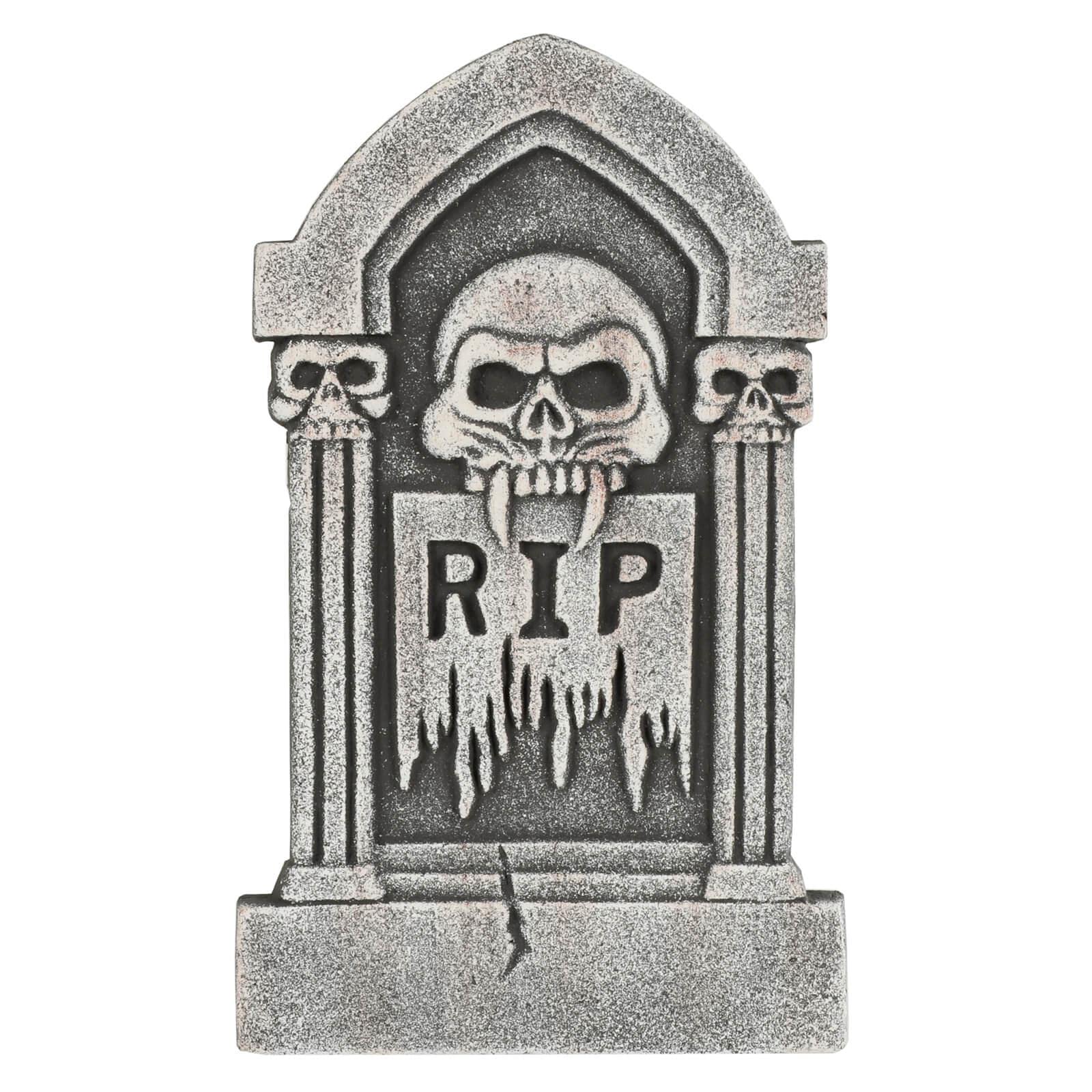 Cackle & Co Halloween Tombstone Decoration Graveyard Party Prop Grey Skull Arch 15" 38cm