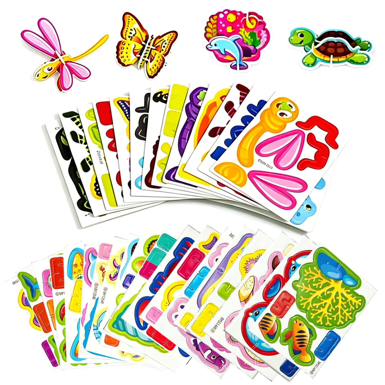 50 PCS 3D Puzzle for Kids, Creative DIY Activity for Home and Classroom, Insect and Ocean Themed, Fun Patterns & Exquisite Printing, Precision Cut Interlocking Models