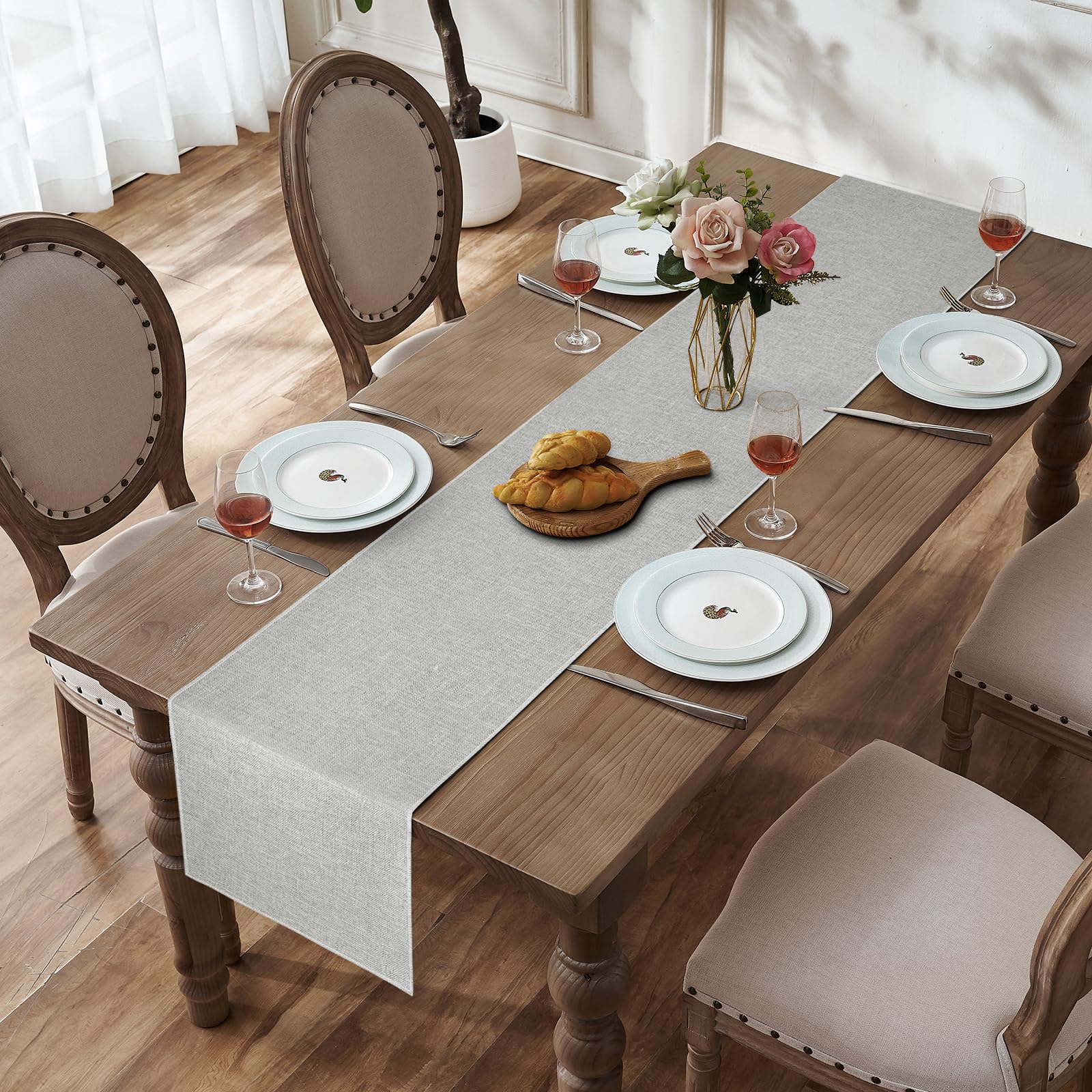 Runner da tavola con ricamo in pizzo bianco per decorazione festa di nozze 40 x 110 cm